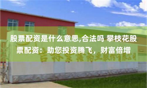 股票配资是什么意思,合法吗 攀枝花股票配资：助您投资腾飞，财富倍增